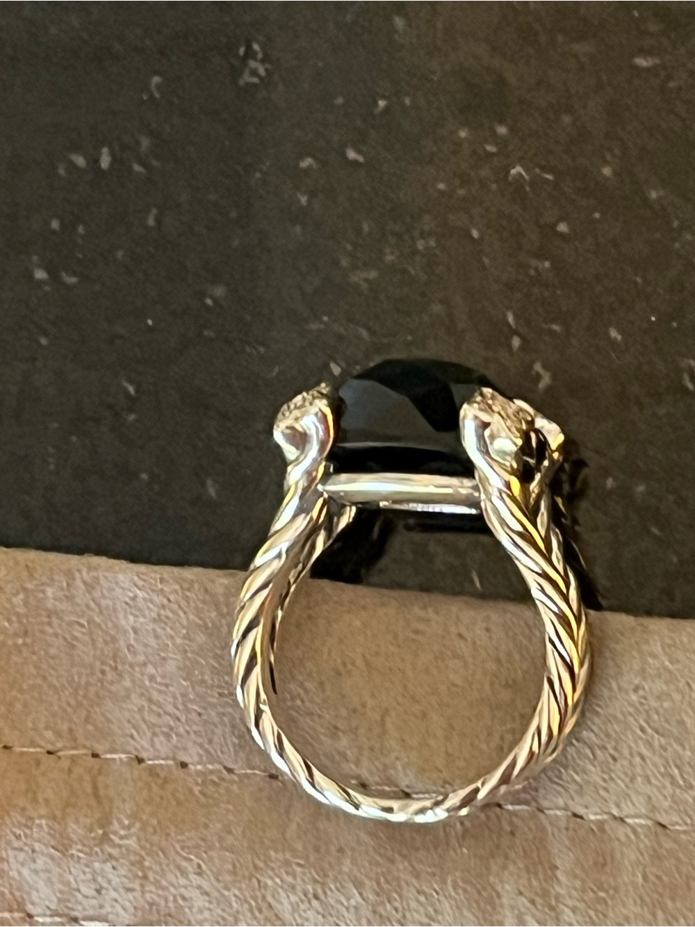 David Yurman 15mm Black Onyx Cushion On Point Ring Size 7 - Picture 6 of 8